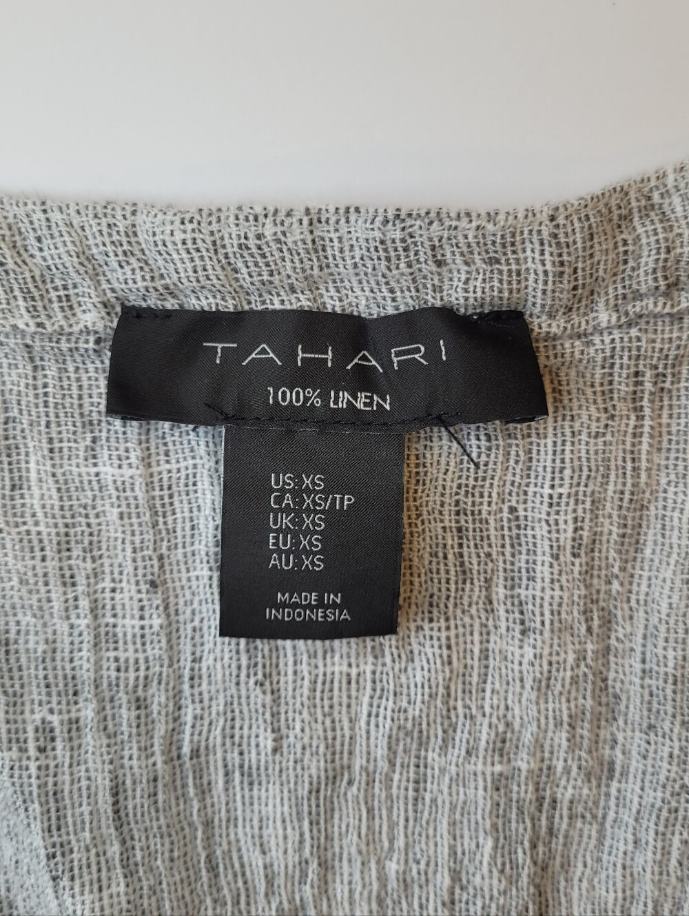Tahari 100% Linen V-Neck Button Front Crop Vest Top Grey White XS - Picture 2 of 11